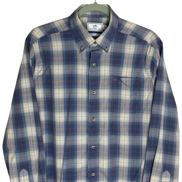 Southern Tide Shirt Mens M Plaid Coastal Passage Blue Long Sleeve Button Down - Picture 5 of 10